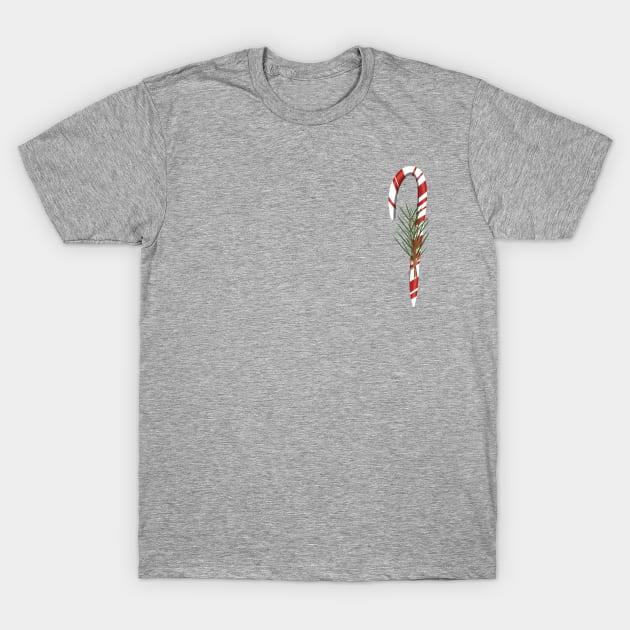 Peppermint Candy Cane with Sprigs T-Shirt by PandLCreations